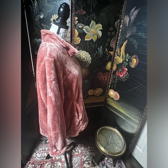 32 Degrees Heat Jacket Womens XXL Long Sleeve Mauve Zipper Pockets Velour Cozy - Picture 3 of 8